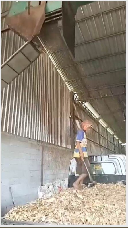 Worker at chipper